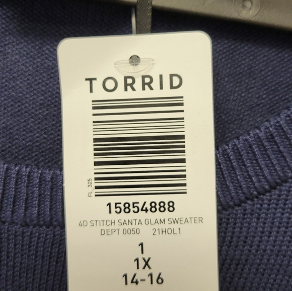 Torrid Disney Stitch Santa Glam Christmas Sweater Blue 1X - Picture 6 of 7